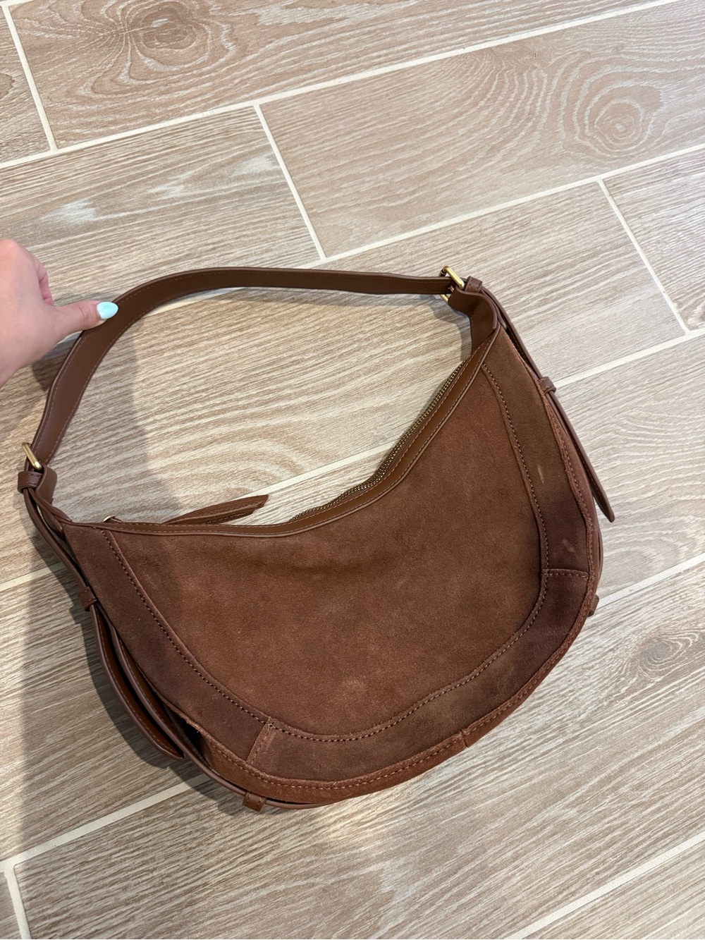 Rachel Zoe Chestnut Suede Crescent Shoulder Bag